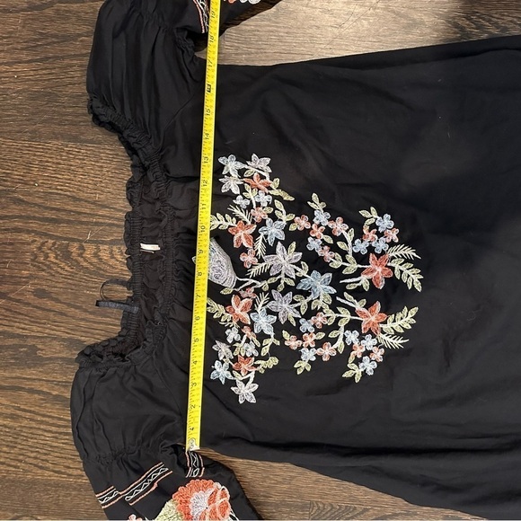 Free People Fleur Du Jour Enchanted Garden Black Off-Shoulder Mini Dress Small - Picture 10 of 10